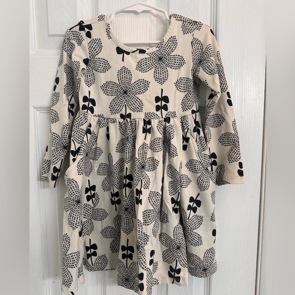 Floral Black and Cream Kids Dress